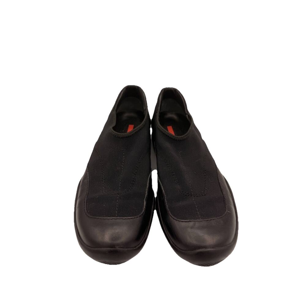 Prada Stretch-knit Leather Slip-on Sneakers Black EU 37.5 US 7.5 - Picture 4 of 9
